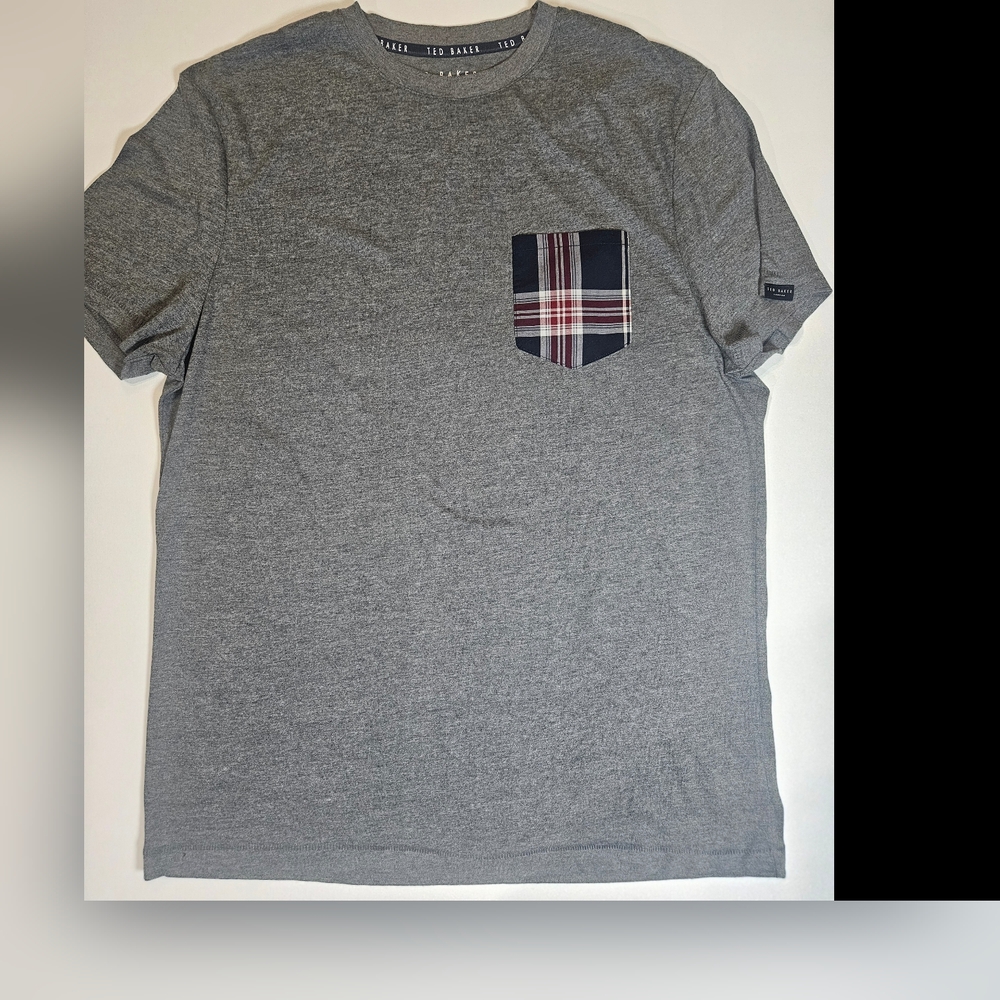 Ted Baker Tee Mens XL Grey‎ Plaid Pocket